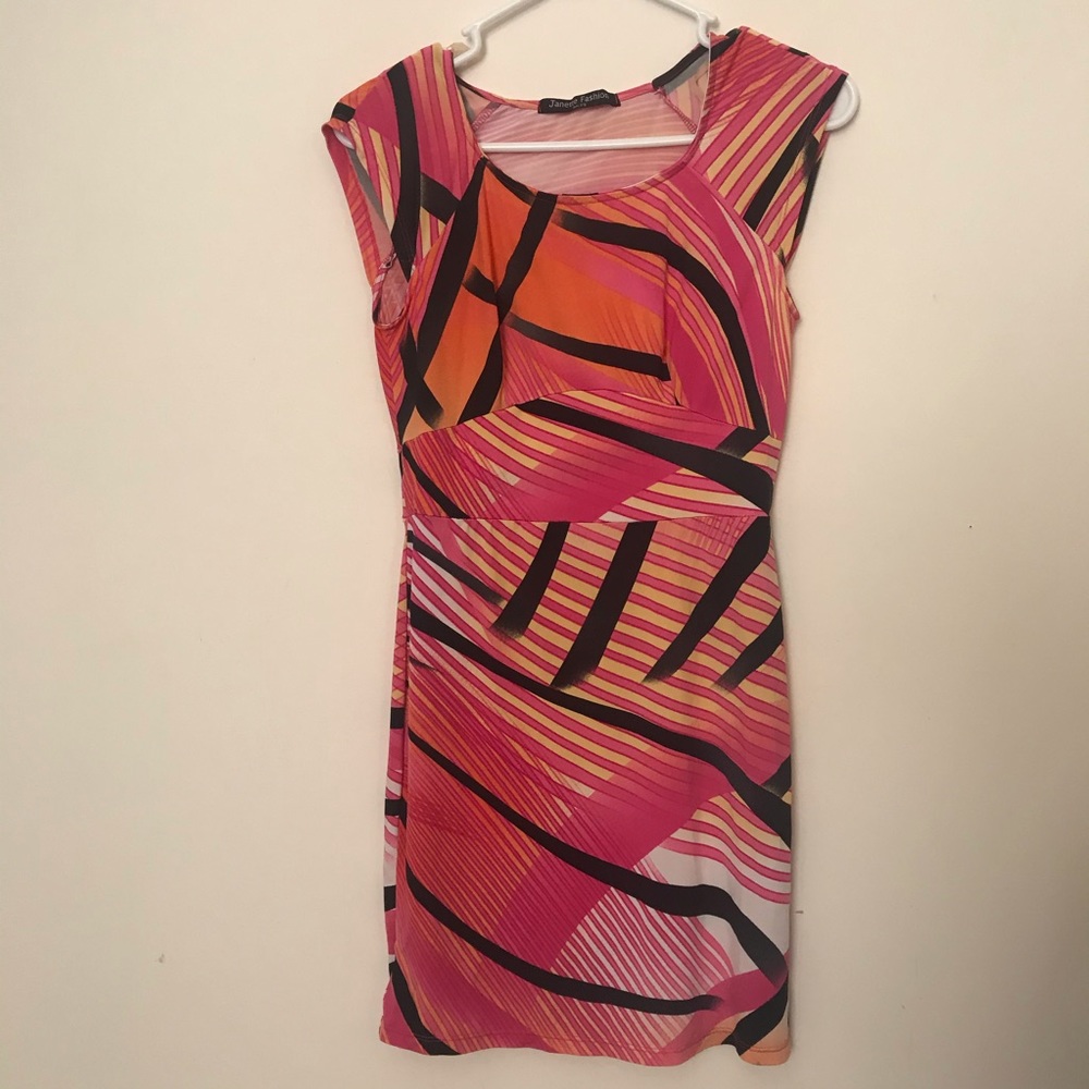 Pink and orange stripe dress